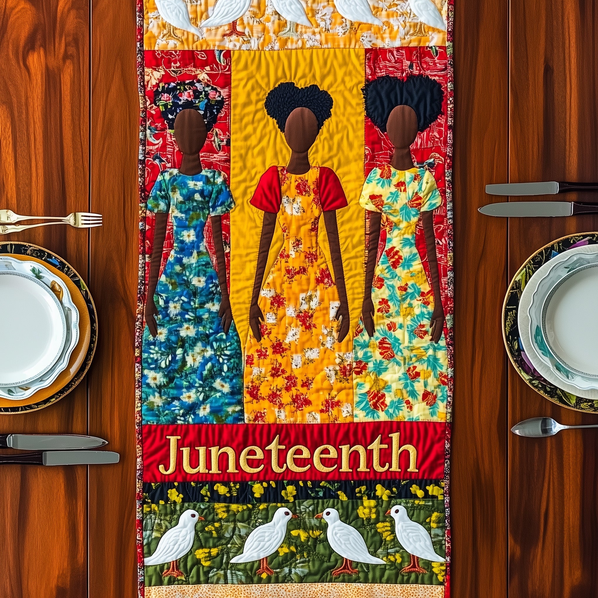 Juneteenth Quilted Table Runner Dining Room Table Decor Ideas Best African American Gifts