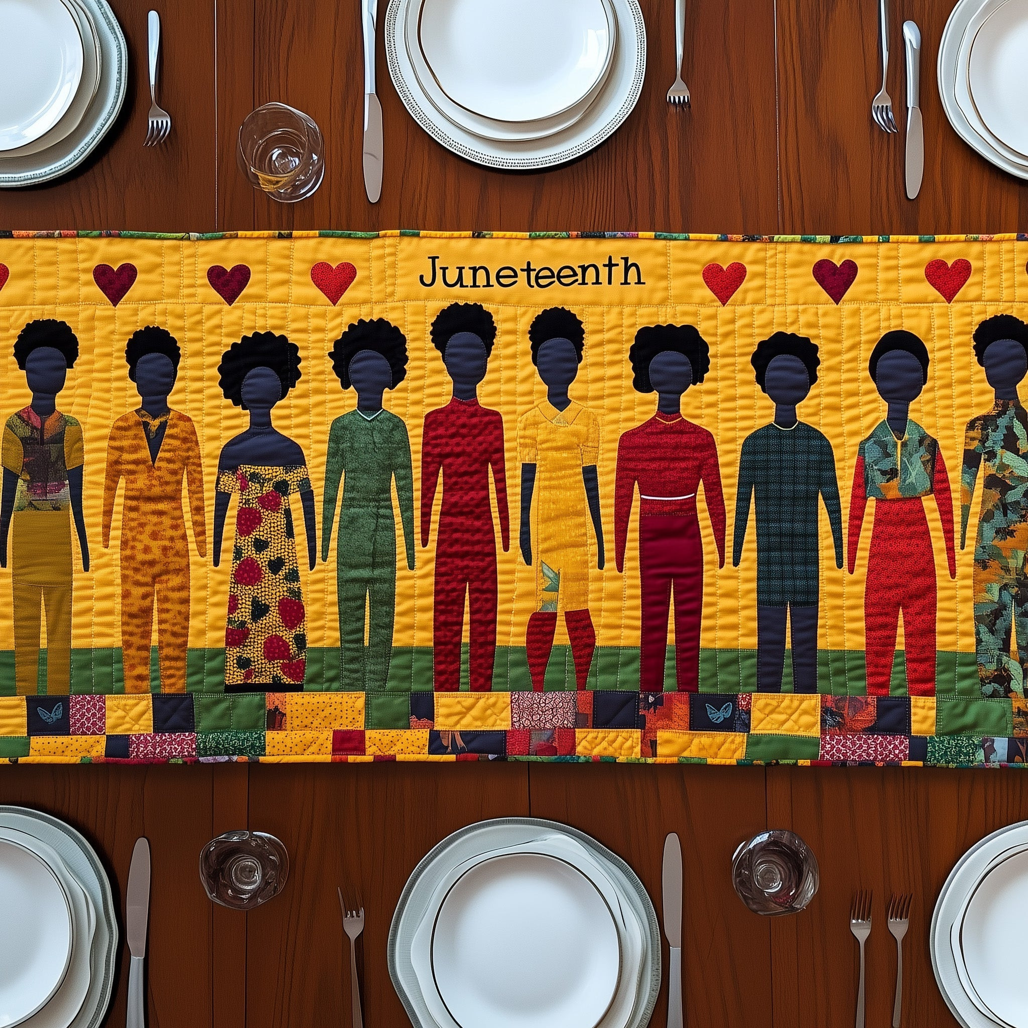 Juneteenth Quilted Table Runner Dining Room Table Decor Ideas Black Women Melanin Gifts