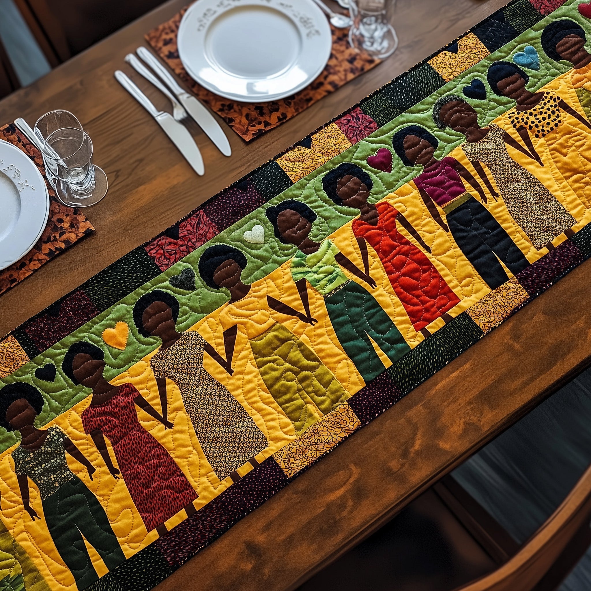 Juneteenth Quilted Table Runner Dining Table Centerpiece Melanin African American Gifts Stuff