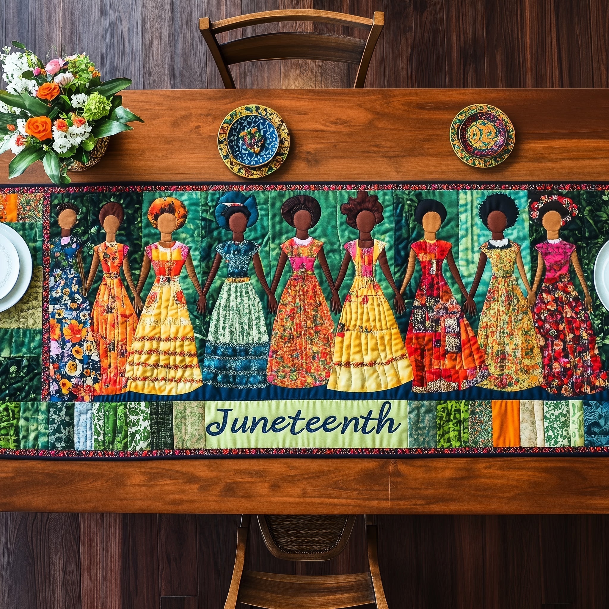 Juneteenth Quilted Table Runner Dining Table Decor Ideas Melanin Black History Gifts For Ladies
