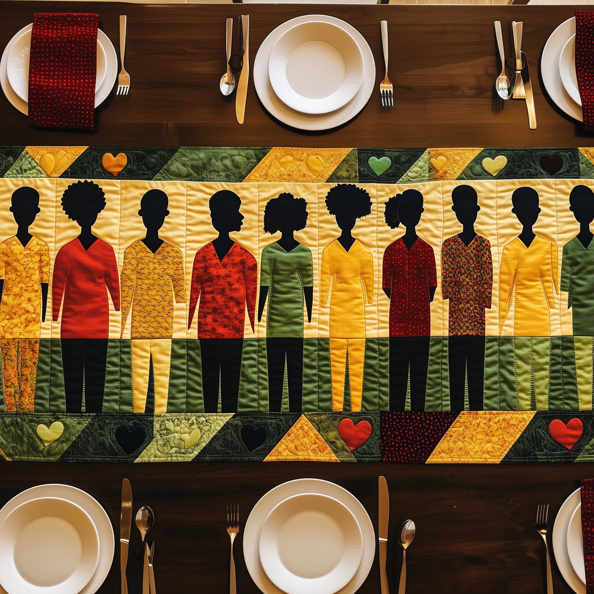 Juneteenth Quilted Table Runner Dining Table Decor Melanin Black Women Gifts For Her