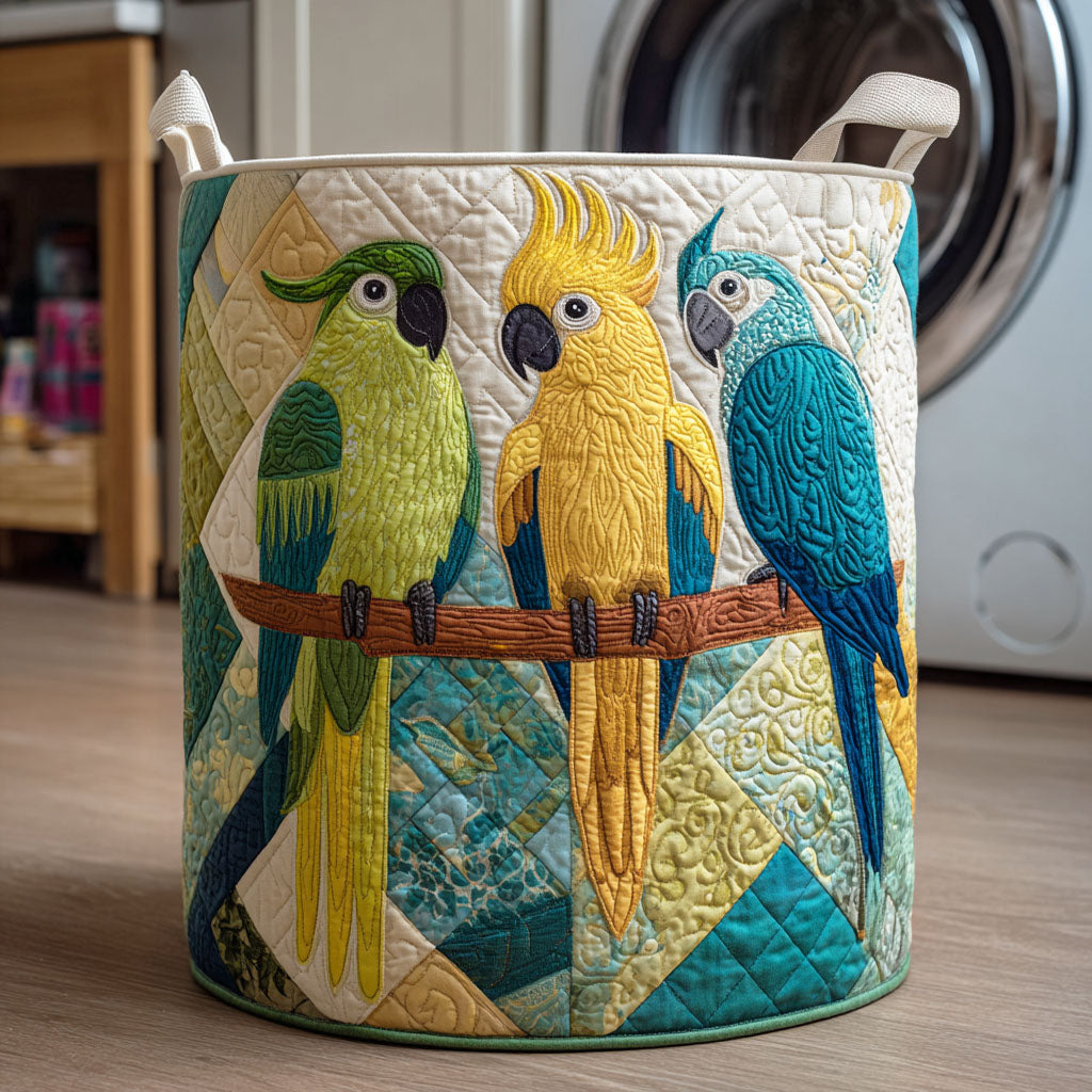 Jungle Feather Quilted Laundry Basket Clothes Basket Storage Parrot Gifts Online