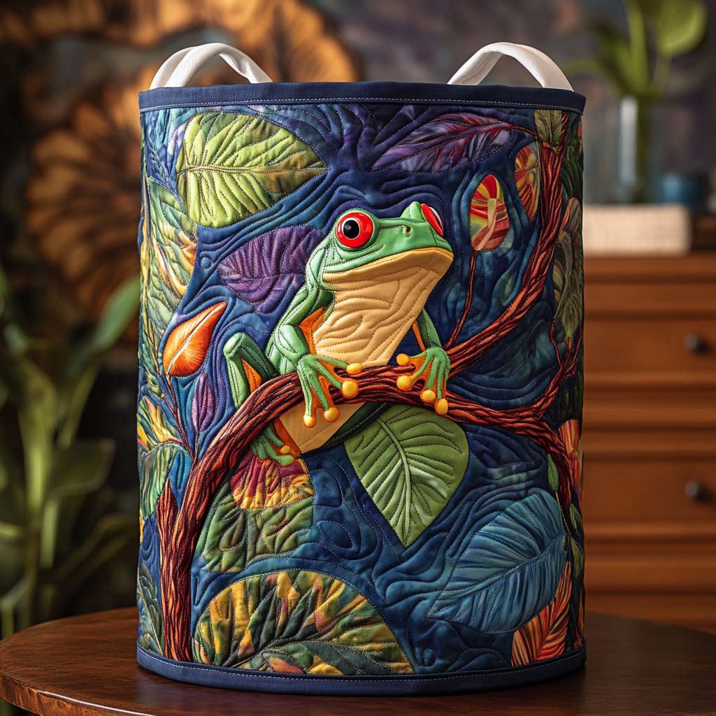 Jungle Spirit Frog Quilted Laundry Basket Laundry Hamper Basket House Warming Present