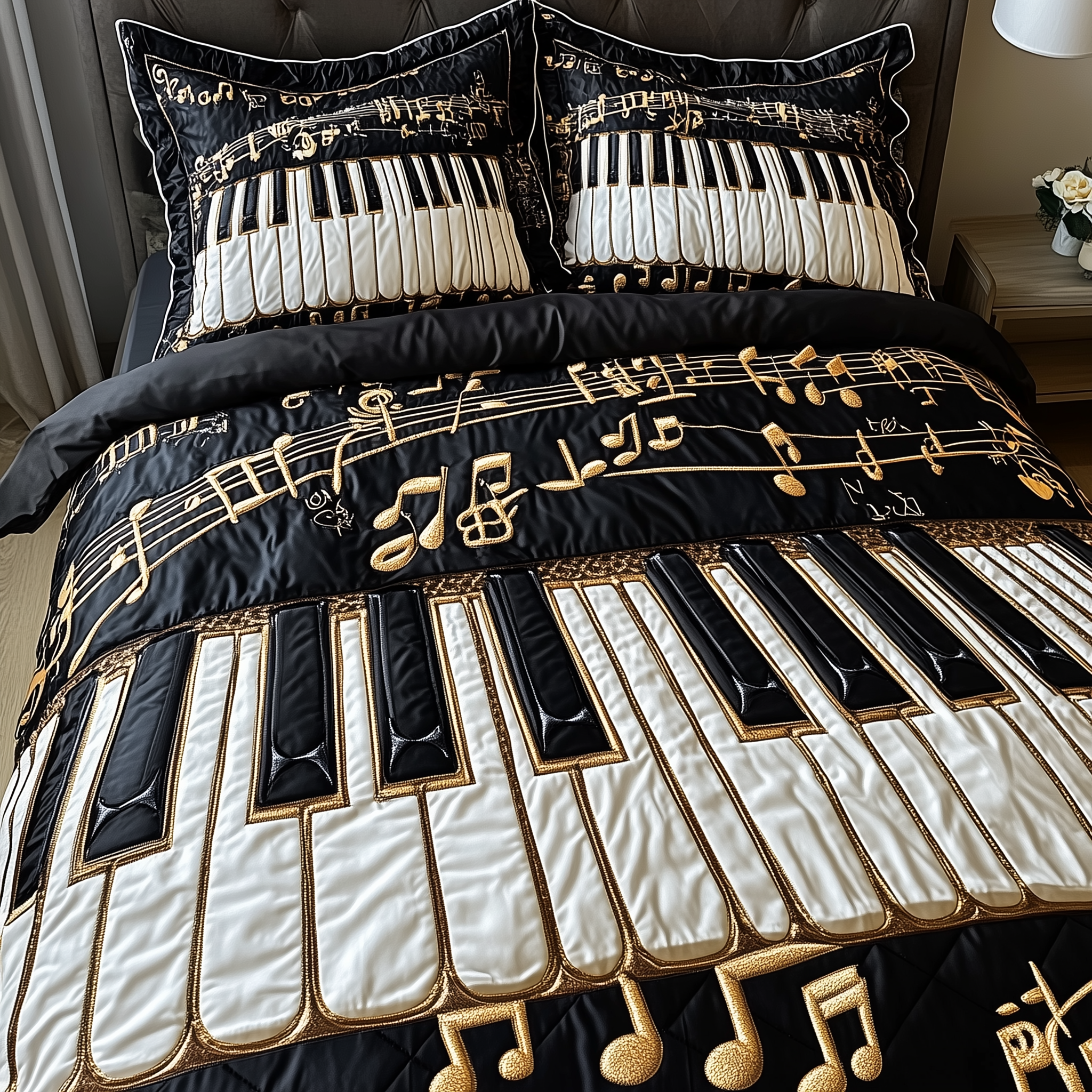 Keyboard Quilted Bedding Set Bed Decor Last Minute Mother's Day Ideas