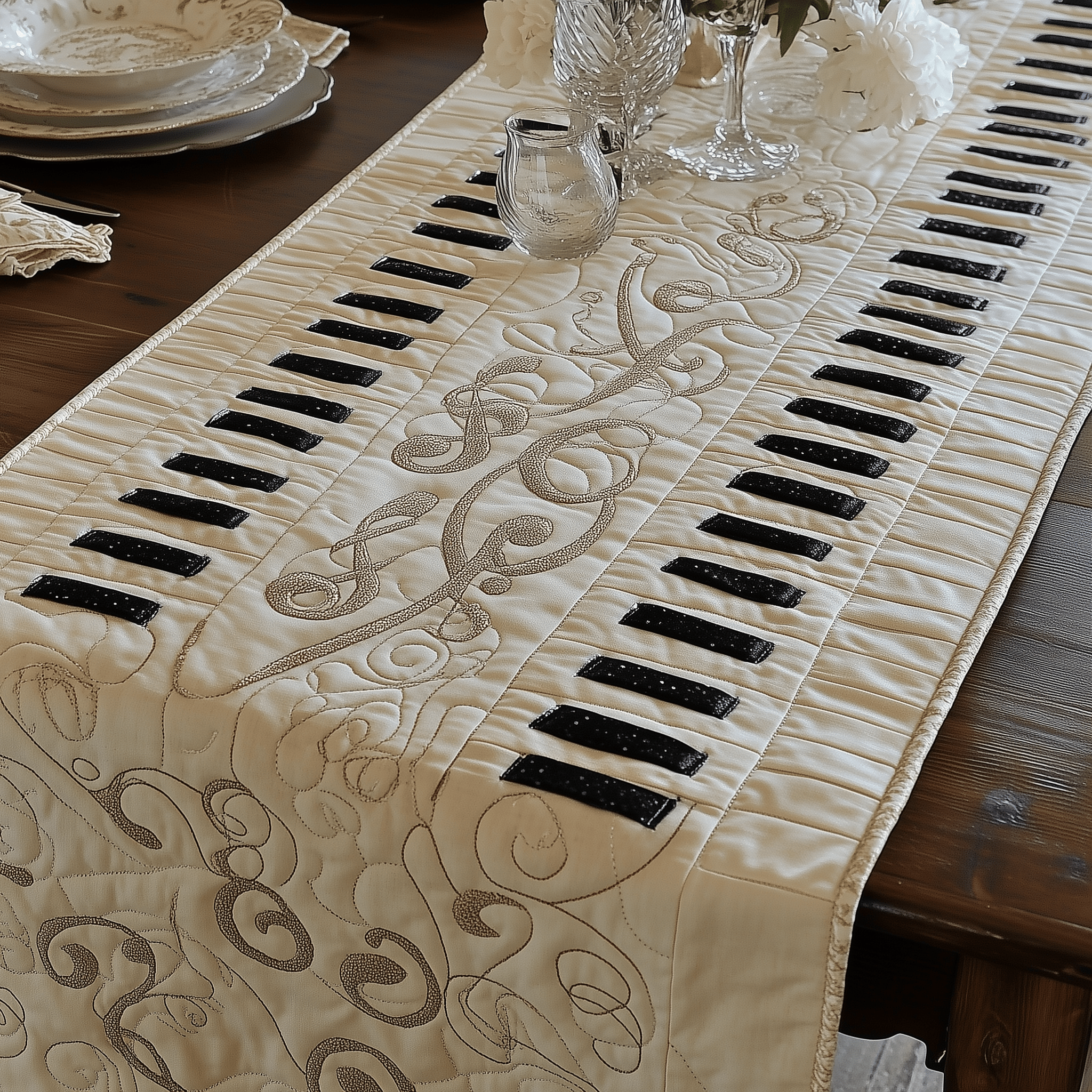 Keyboard Quilted Table Runner Dining Table Ideas Presents For Piano Players