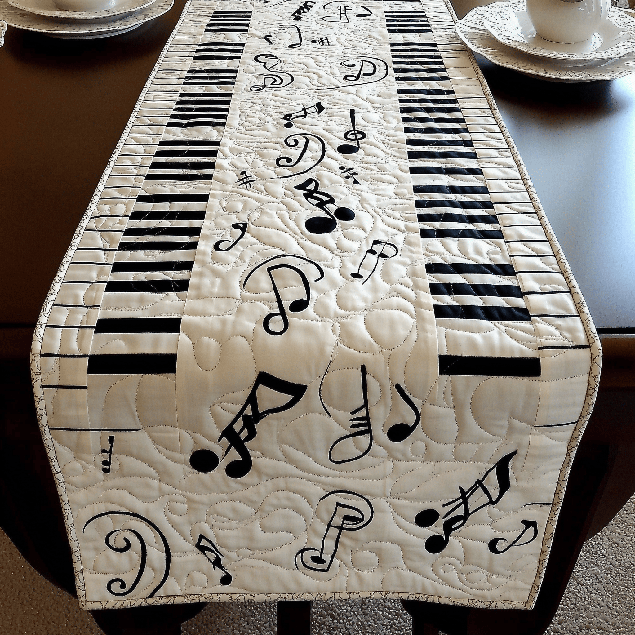Keyboard Quilted Table Runner Dinner Table Runner Gift Ideas For Piano Players