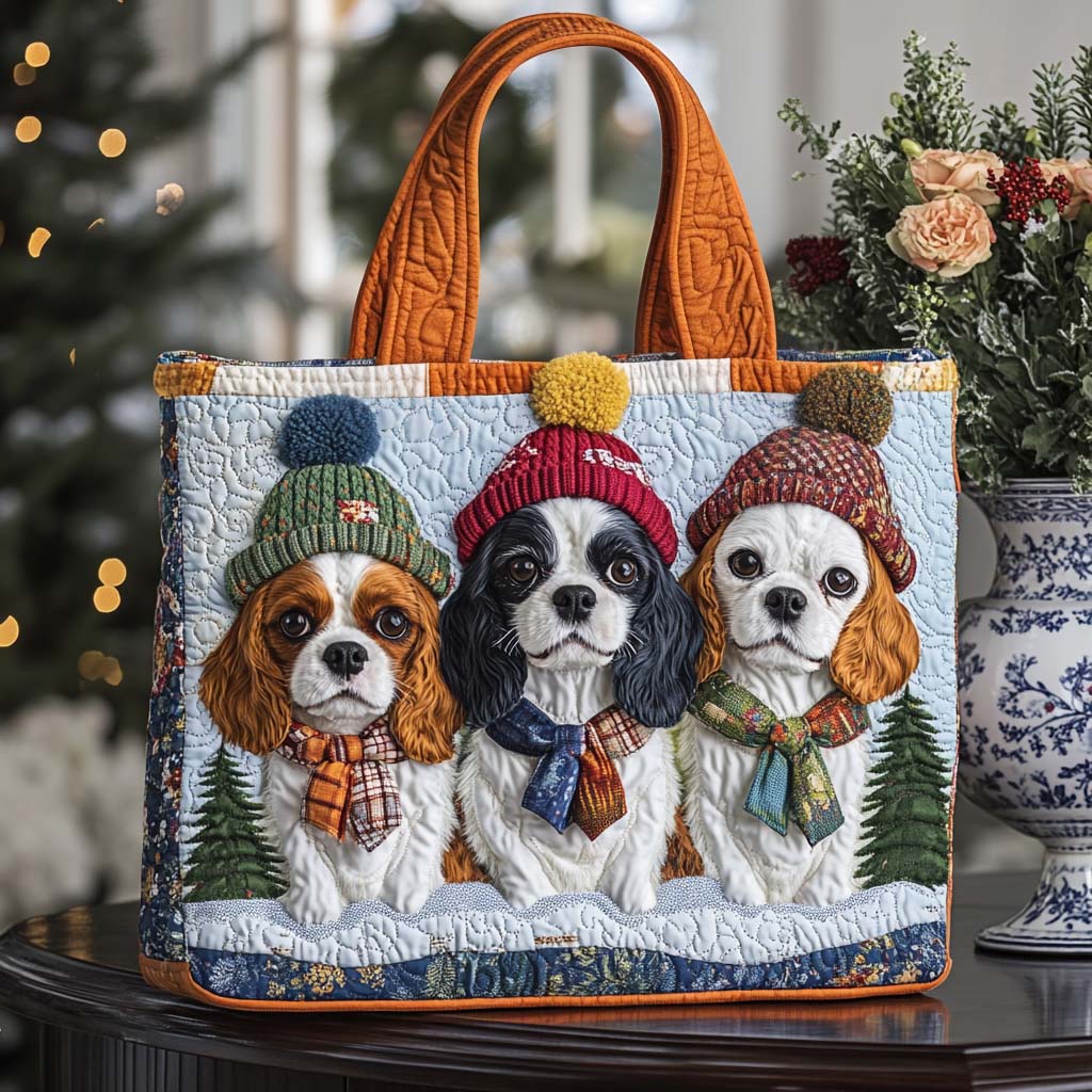 King Charles Pack Quilted Tote Bag Best Tote Bags For Women Christmas Gifts For My Girlfriend
