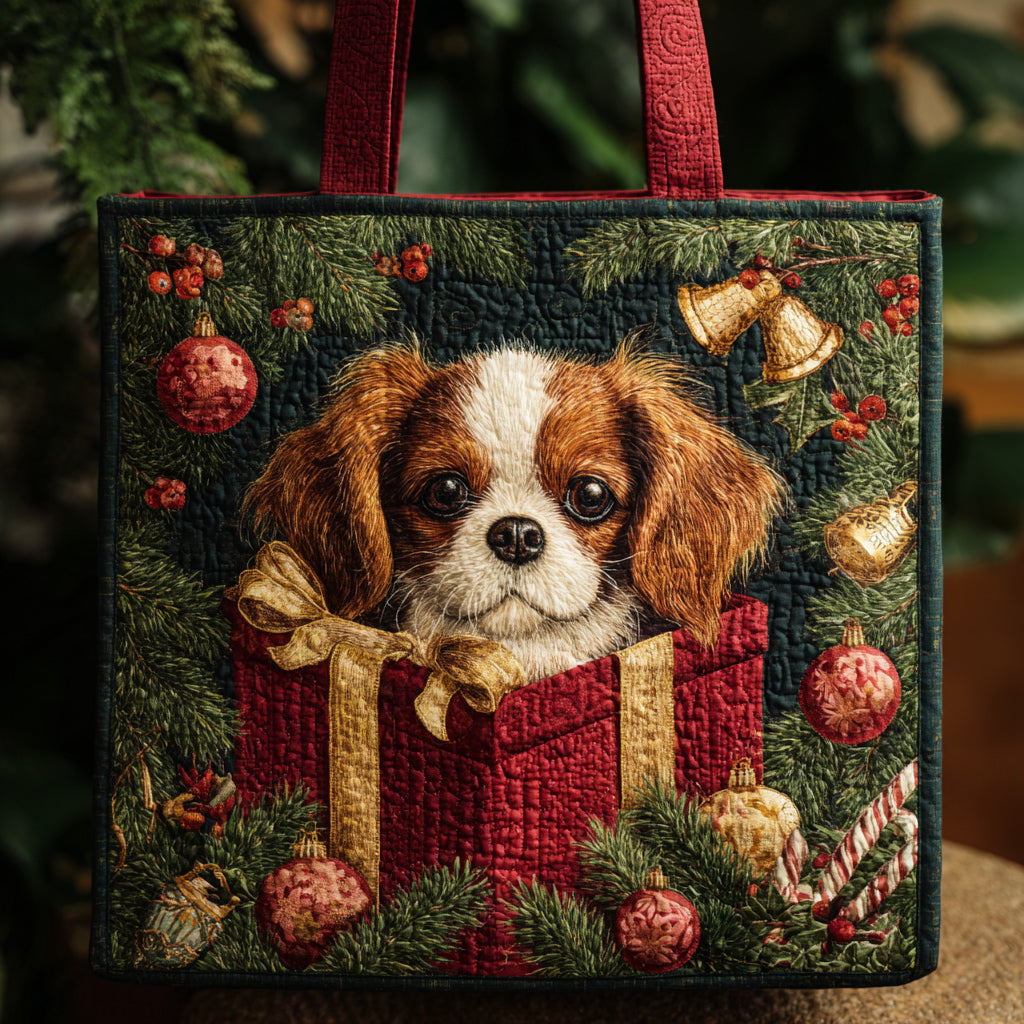 King Charles Surprise Quilted Tote Bag Best Shoulder Handbags Christmas Gift For Girlfriend