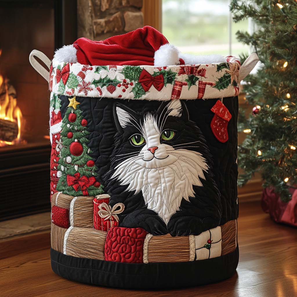 Kitten Under Tree Quilted Laundry Basket Dirty Laundry Basket Best Christmas Gifts For Grandma