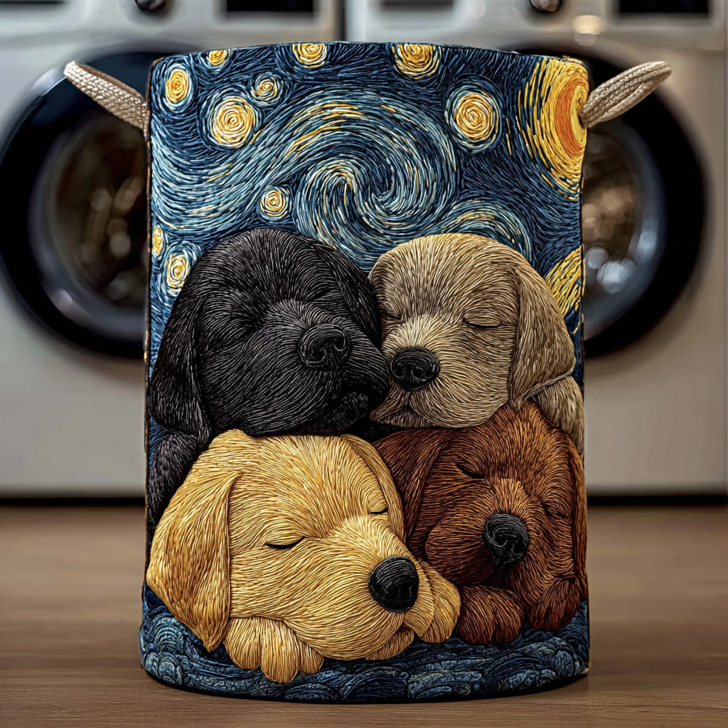 Lab Starry Nap Quilted Laundry Basket Foldable Laundry Hamper Gifts For Labrador Lovers