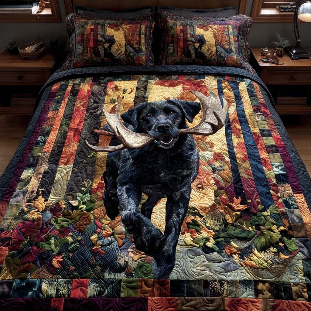 Labrador Retriever Trail Quilted Bedding Set Holiday Bed Decor Labrador Gifts For Dog Lovers