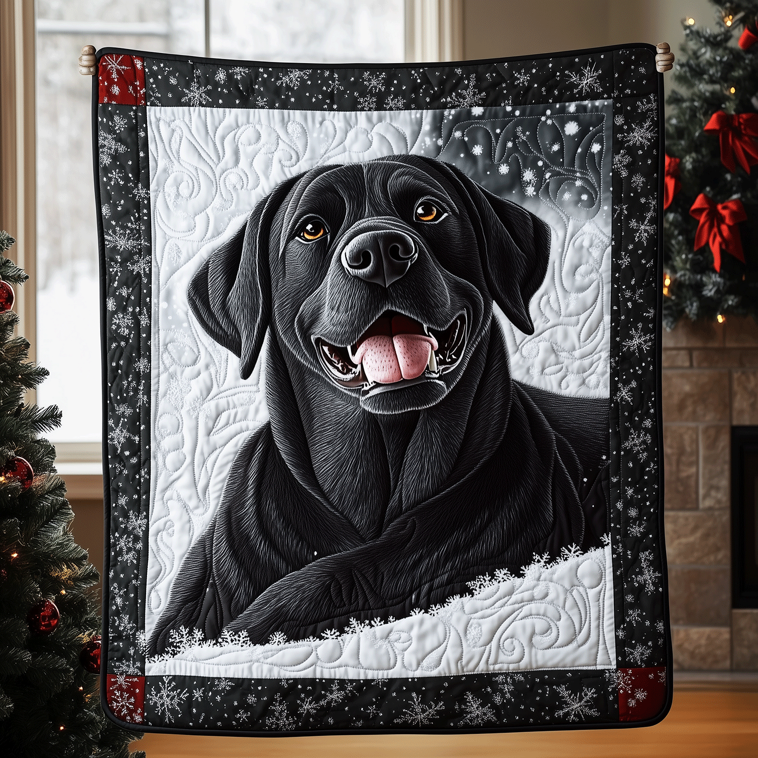 Labrador Winter Wonder Quilted Blanket Bed Decor Ideas Golden Labrador Gifts