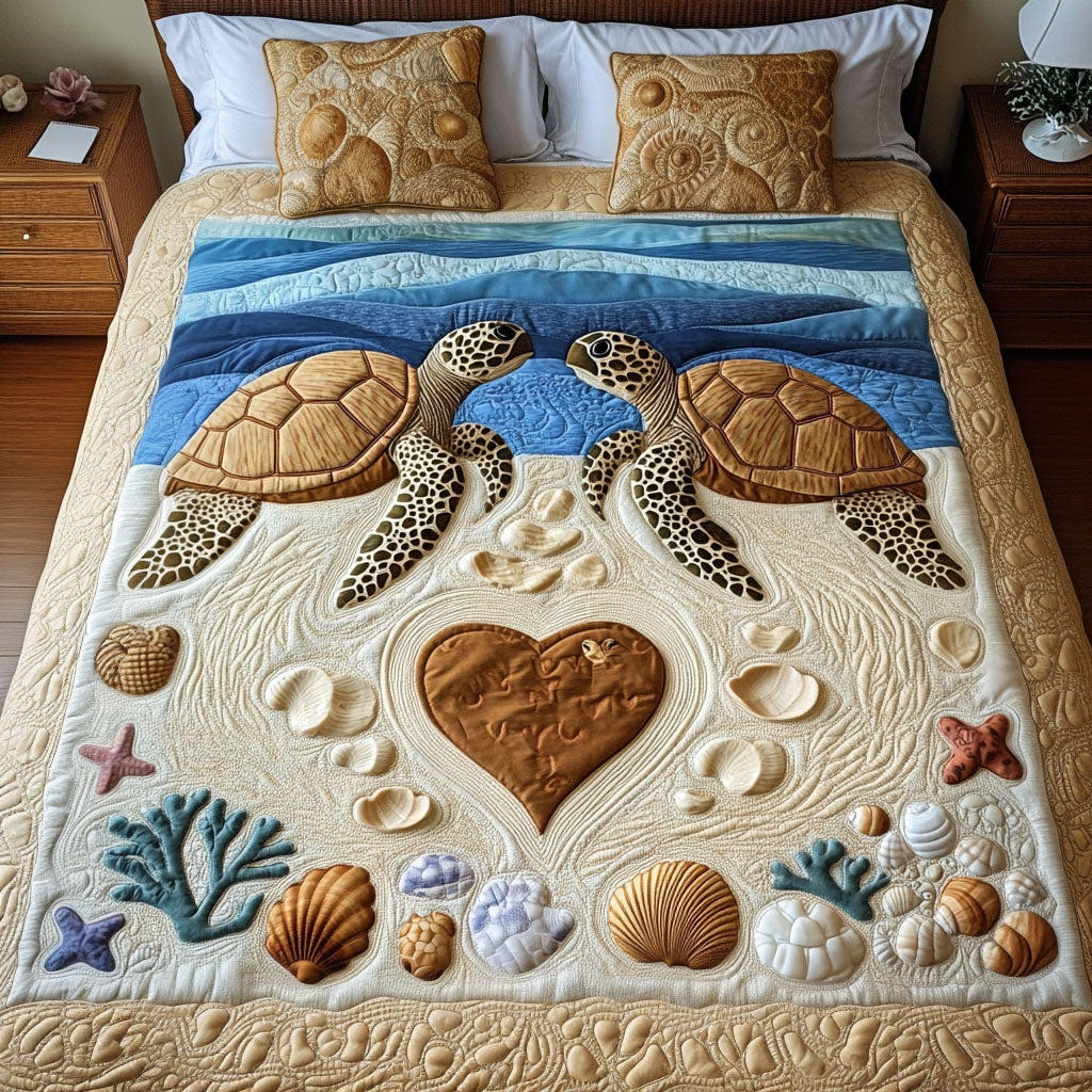 Lagoon Lovers Quilted Bedding Set Unique Bed Sheets Gift Ideas For Sea Turtle Lovers