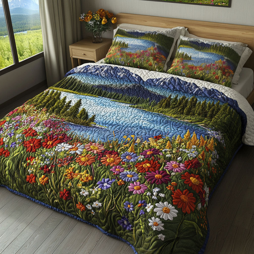 Lakeside Flower Meadow Quilted Bedding Set Bed Decor Ideas Great Father's Day Gifts