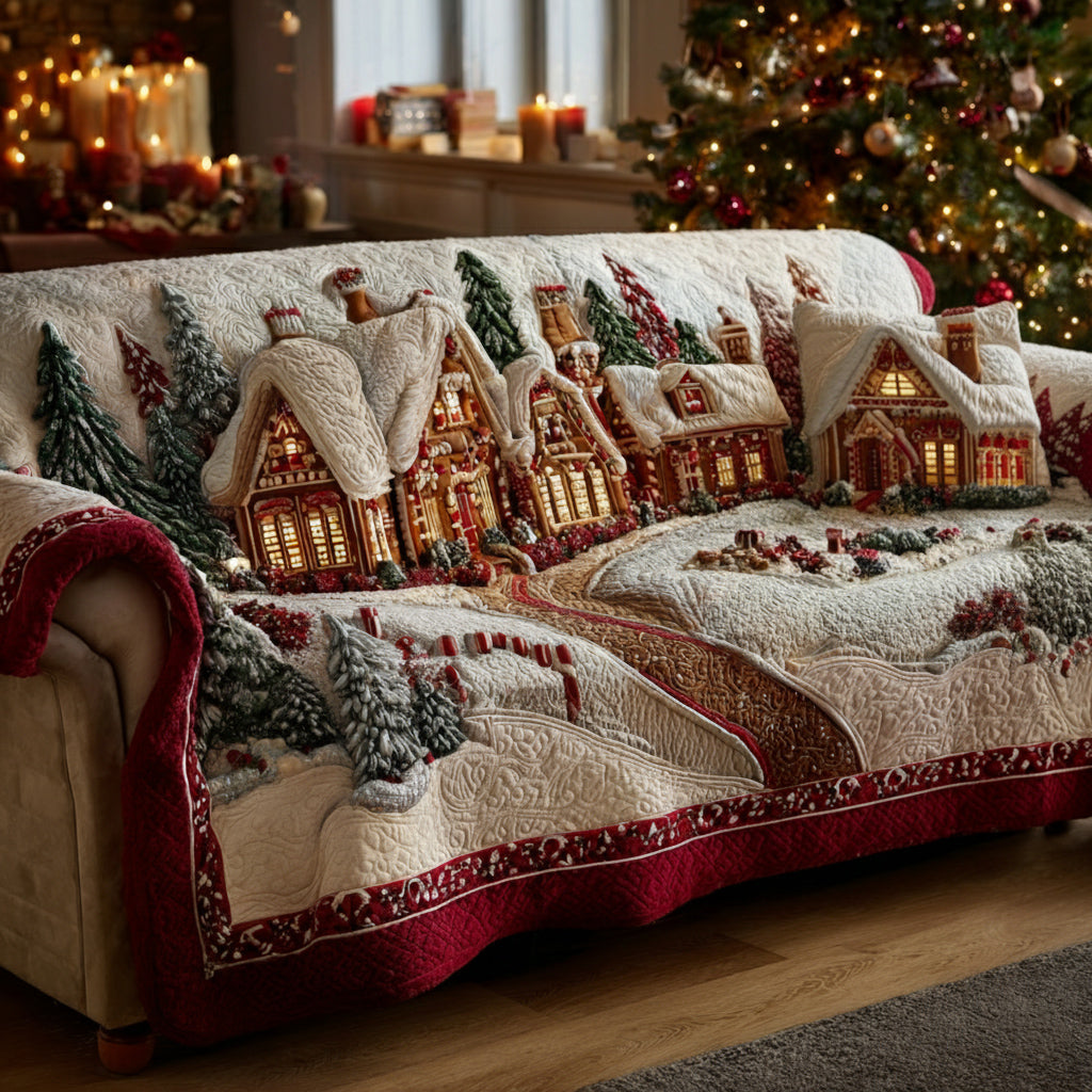 Lantern Christmas Village Quilted Sofa Cover Sectional Couch Covers Great Family Gifts For Christmas