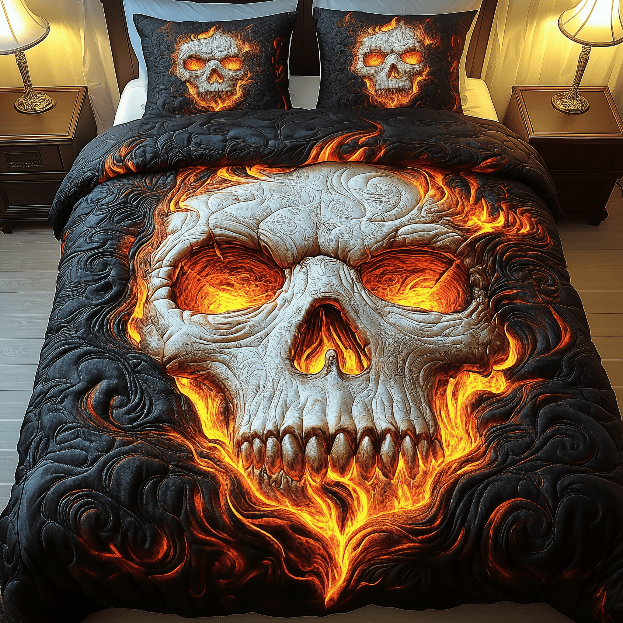Lava Skull Quilted Bedding Set Best Bedding Sets Skull Inspired Gifts
