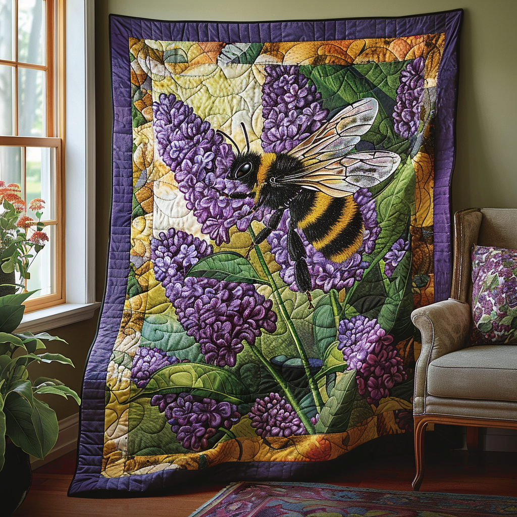 Lavender Buzz Quilted Blanket Best Bedsheets Bumblebee Gifts For Her