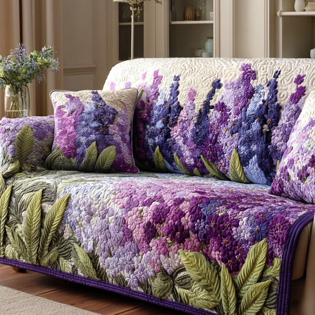 Lavender Serenity Quilted Sofa Cover Home Decorattions Christmas Flower Gifts