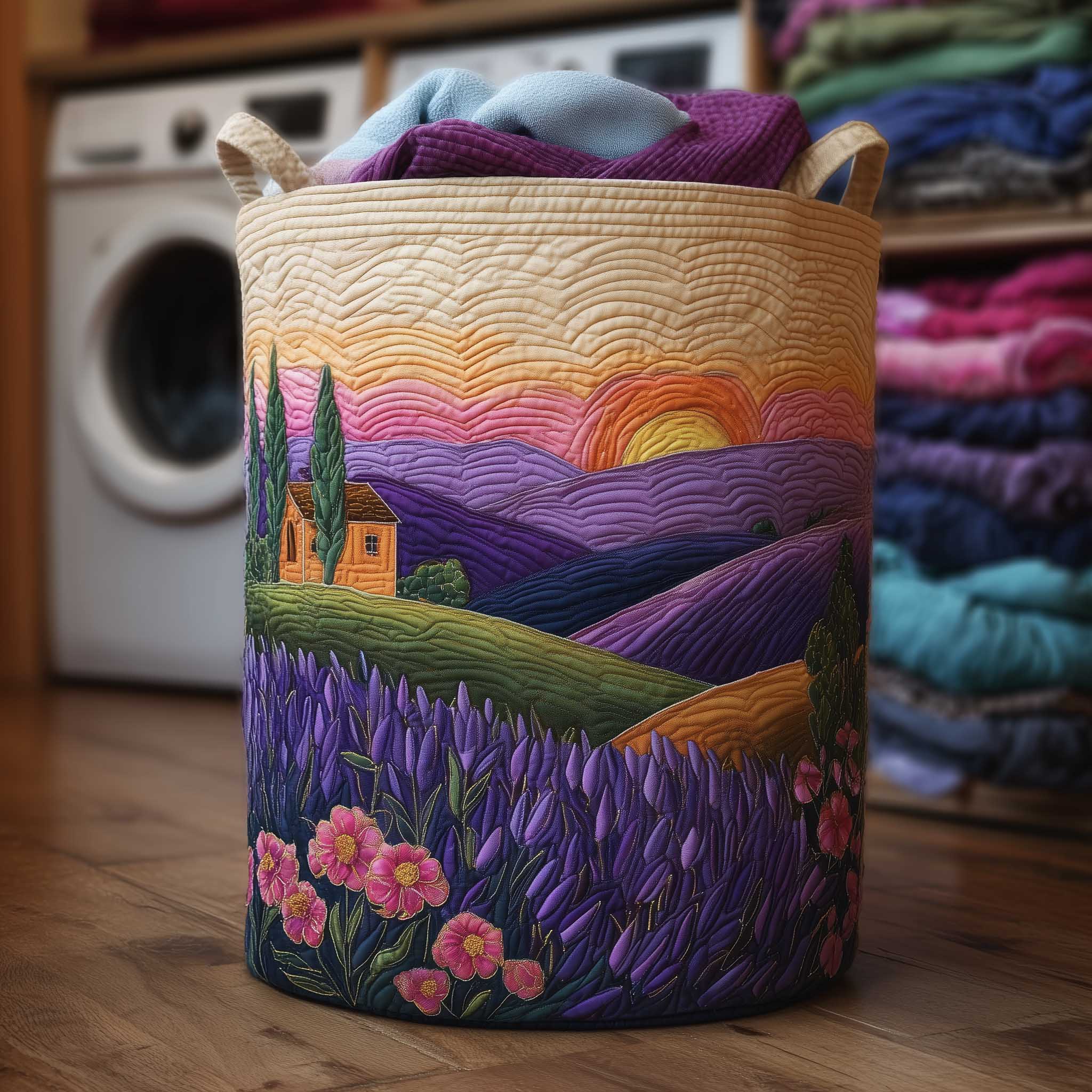 Lavender Valley Quilted Laundry Basket Foldable Hamper Christmas Present Daughter In Law