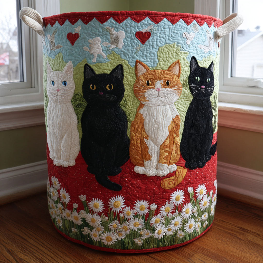 Lazy Cat Quilted Laundry Basket Unusual Laundry Basket Cute Pet Gifts For Cat Owners