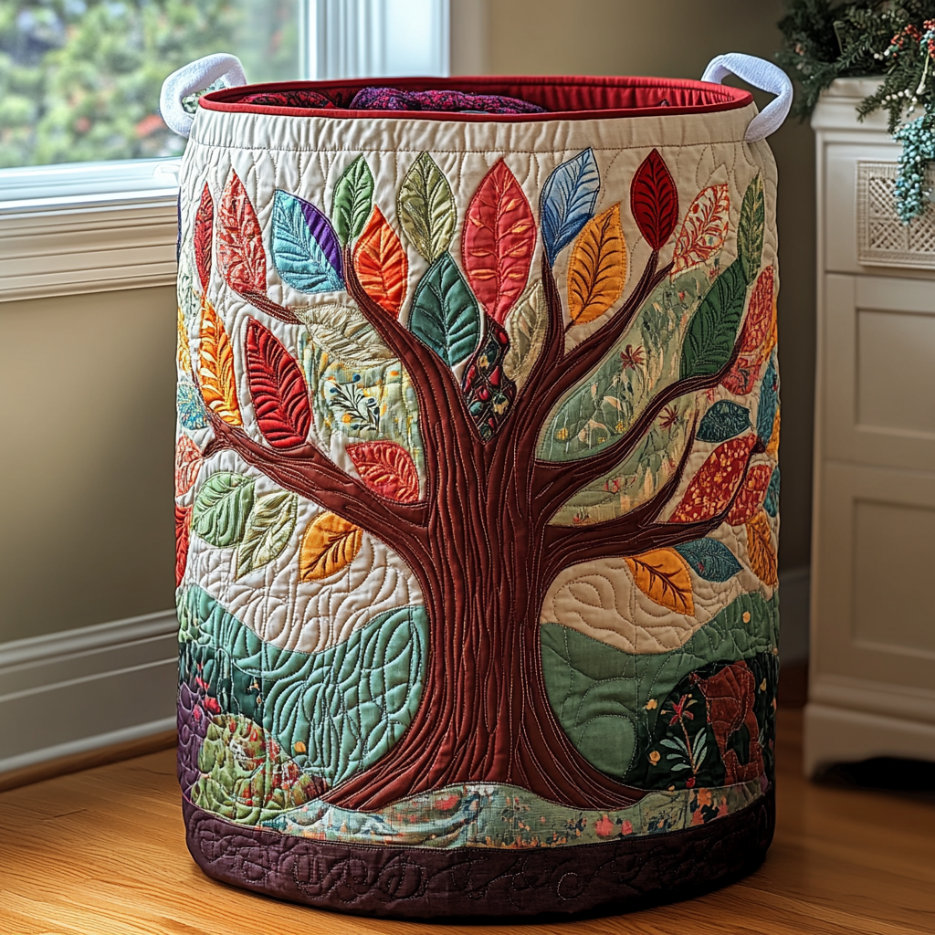 Leaf Circle Quilted Laundry Basket Unique Laundry Basket Tree Of Life Gifts For Men