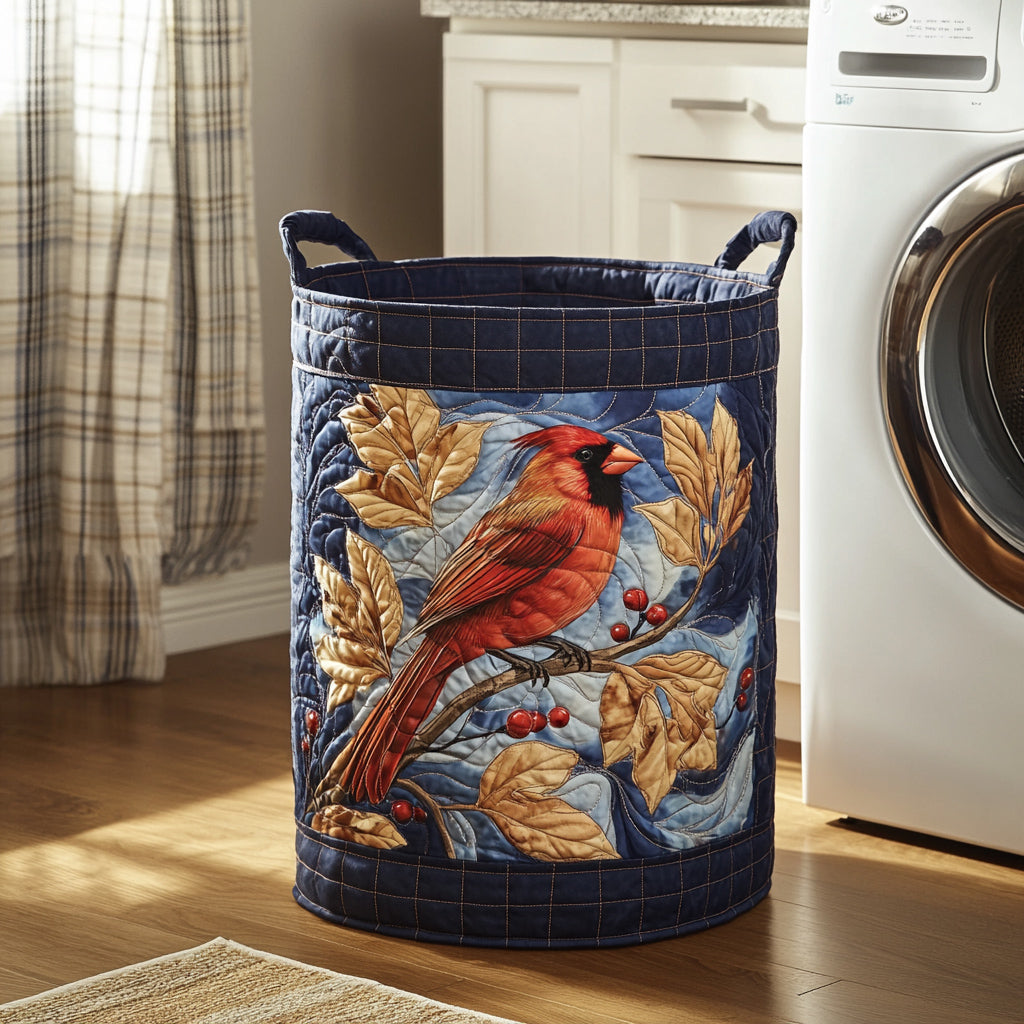 Leafy Cardinal Quilted Laundry Basket Laundry Bins Cardinal Gifts For Mom