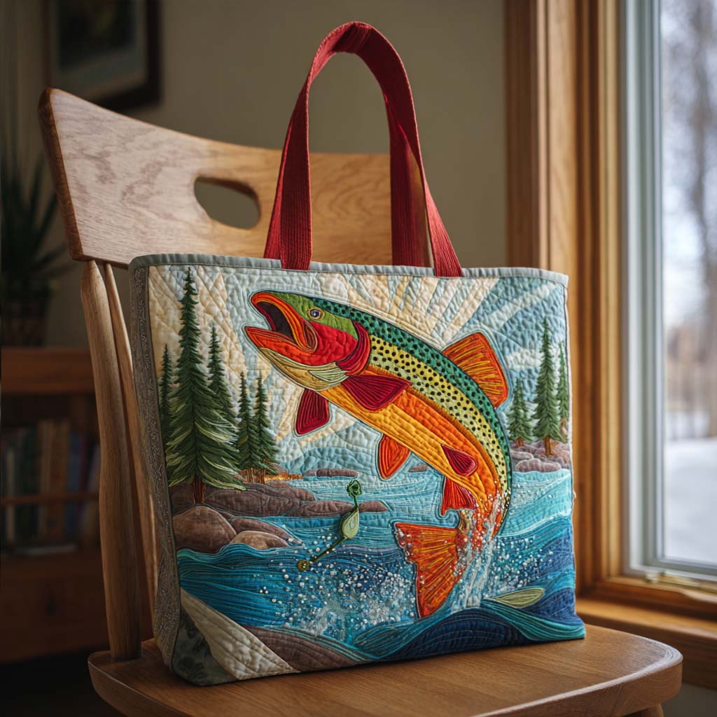 Leaping Trout Quilted Tote Bag Perfect Shoulder Bag Great Birthday Gifts For Mom