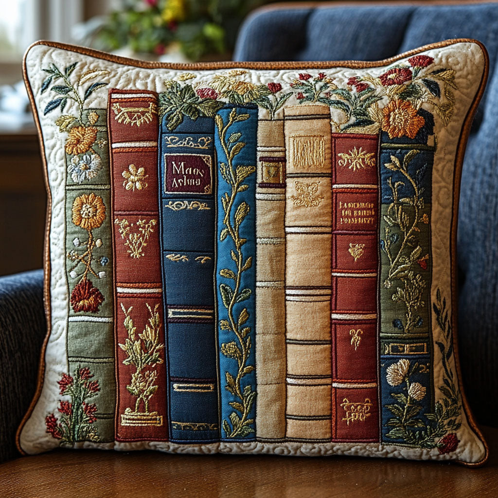 Leatherbound Elegance Quilted Pillow Case Cushion Cover ItemBest Book Lovers Gifts For Dad