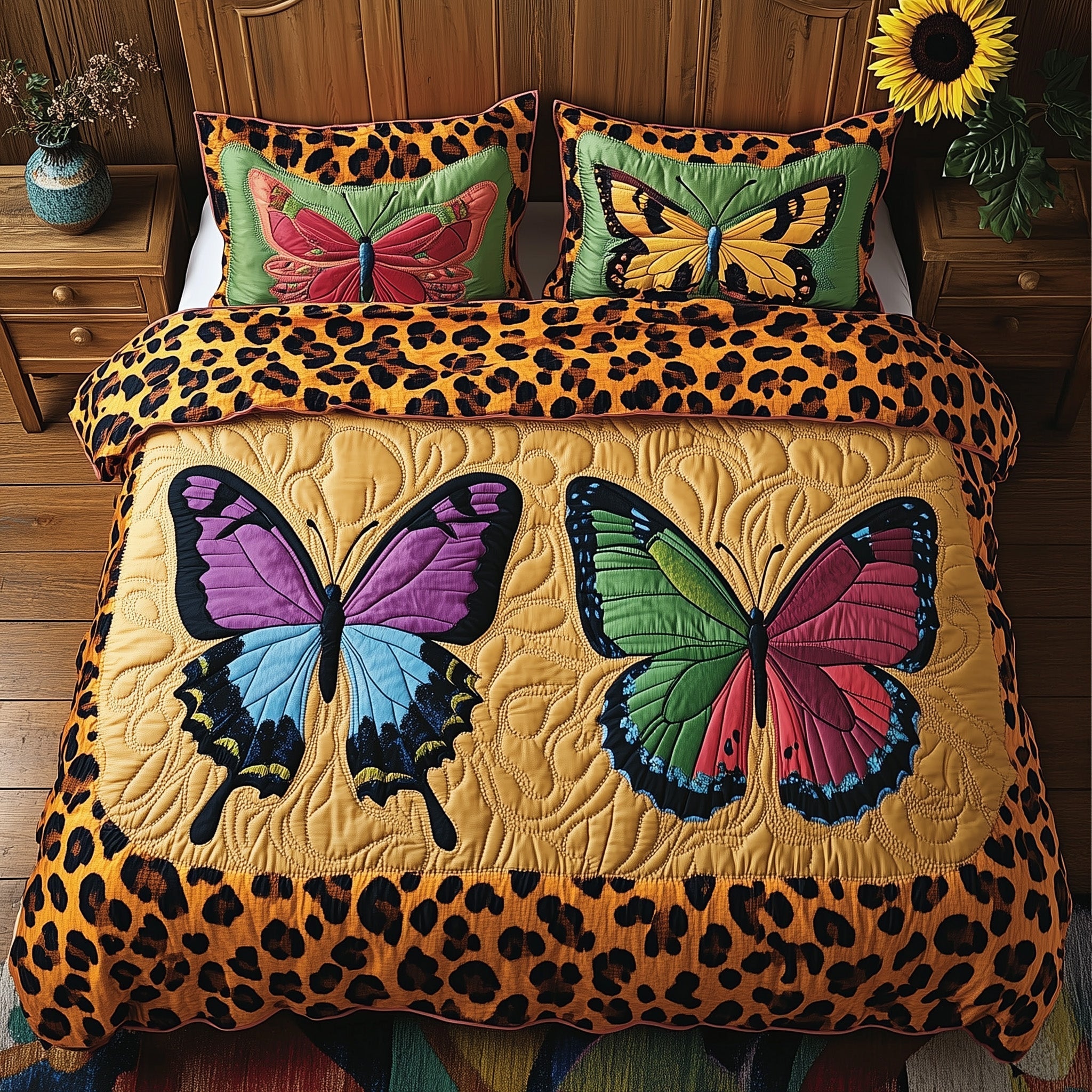 Leopard Butterfly Dream Quilted Bedding Set Best Sheets Ever Cute Butterfly Gifts