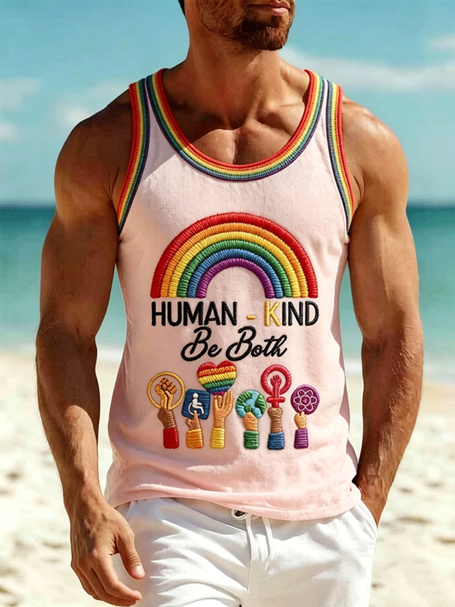 LGBT Human-kind Be Both Rainbow Tank Top Mens Pride Merch Coming Out Gift