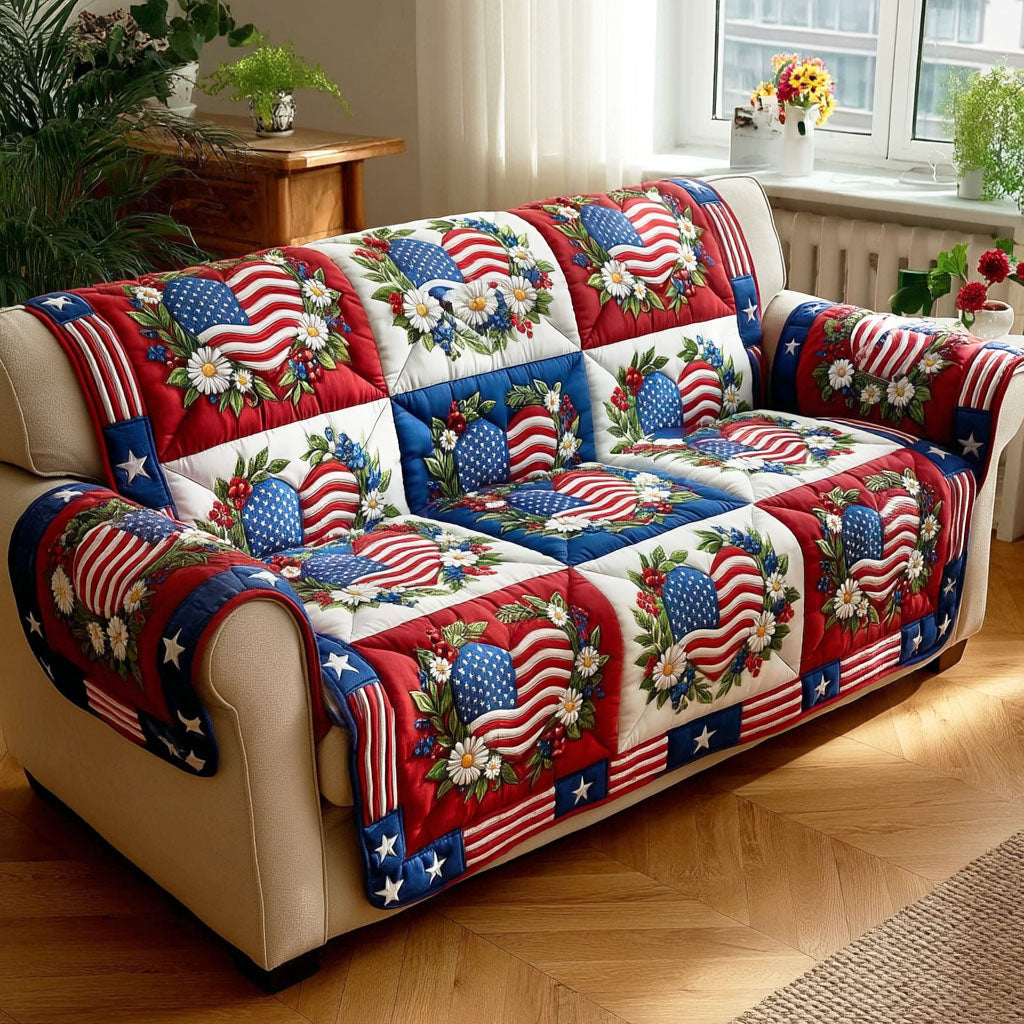Liberty Bloom Quilted Sofa Cover Sofa Chair Covers Flower Arrangement Ideas