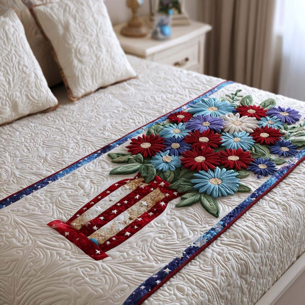 Liberty Blossom Quilted Bedding Set Bedroom Holiday Decor Patriotic Gifts Ideas