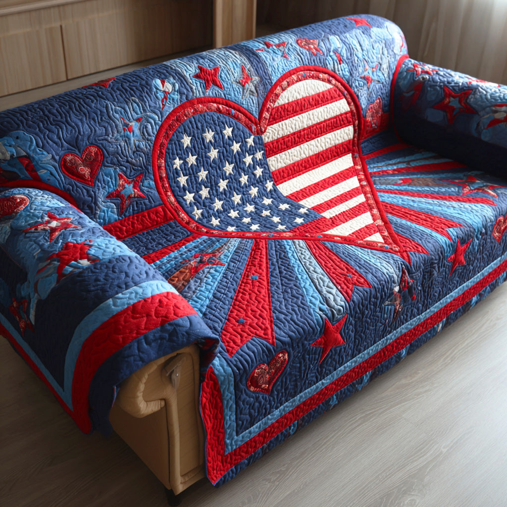 Liberty Heart Quilted Sofa Cover Furniture Couch Covers 4Th Of July Gift Ideas