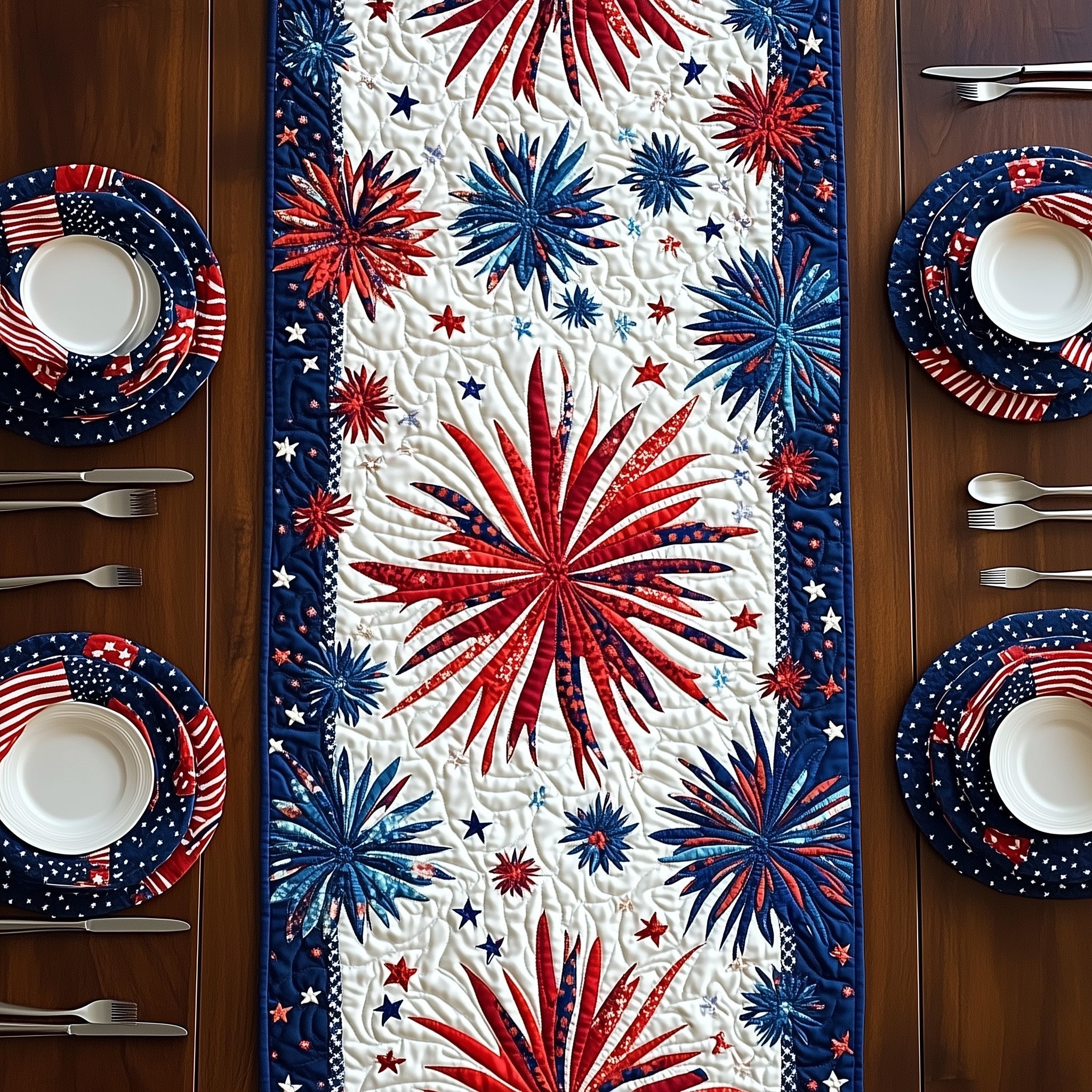 Liberty Sparks Quilted Table Runner July 4 Table Decorations Patriots Gifts For Dad