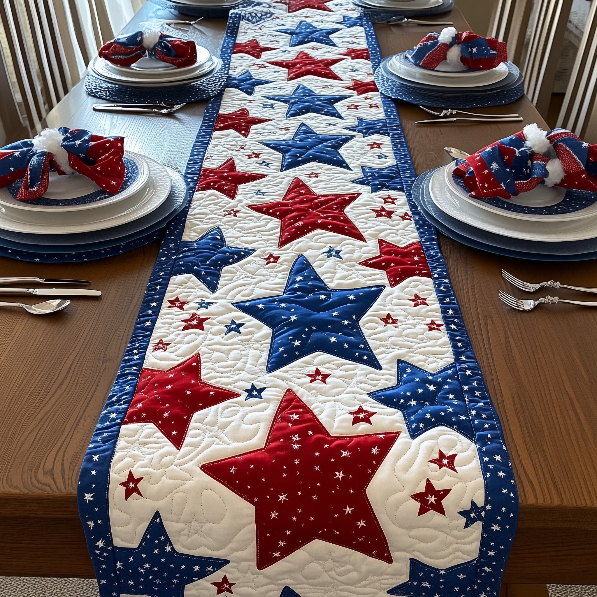 Liberty Sparks Quilted Table Runner Patriotic Table Centerpieces Patriotic Novelty Items