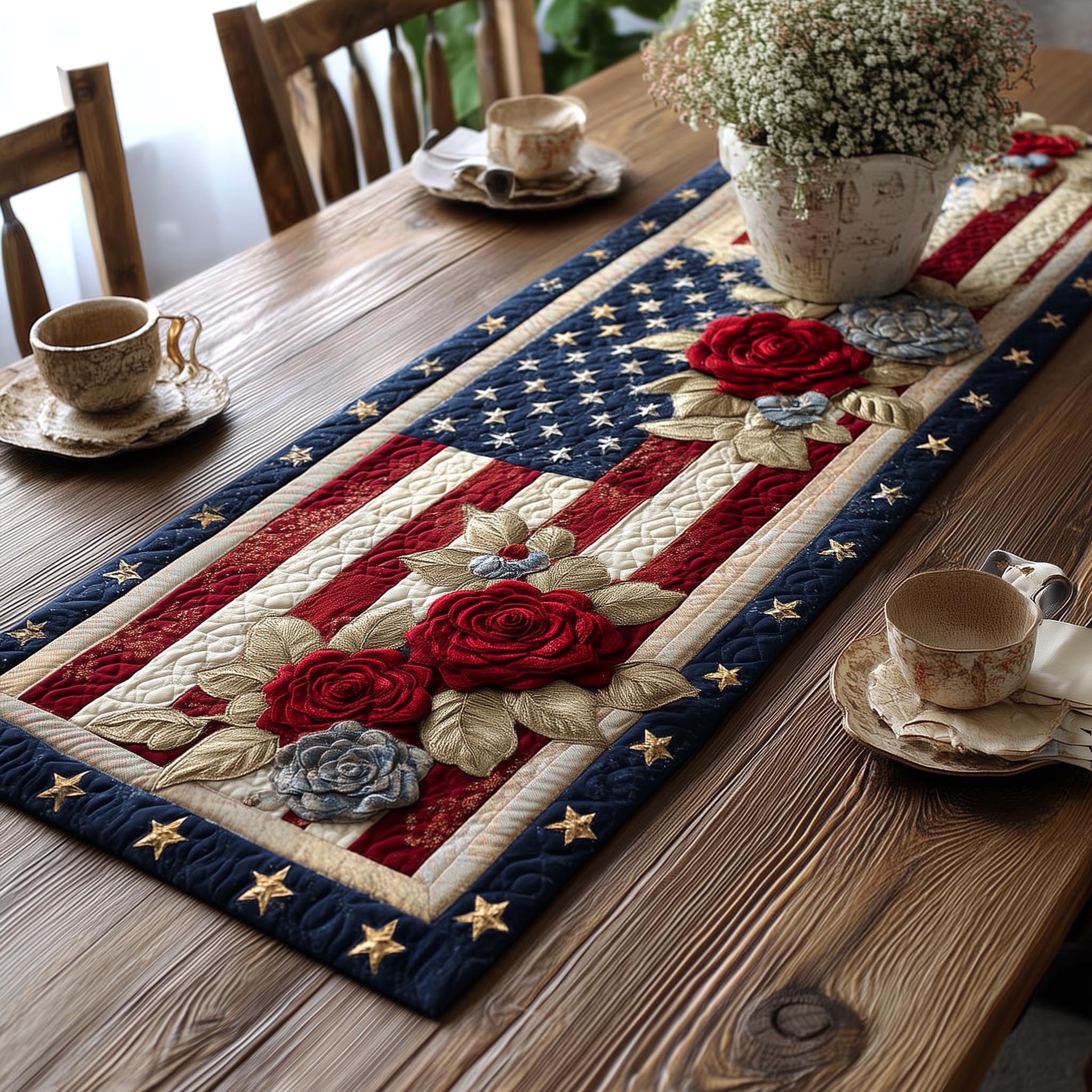 Liberty Spirit Quilted Table Runner Simple 4th Of July Table Decorations Fourth Of July Presents