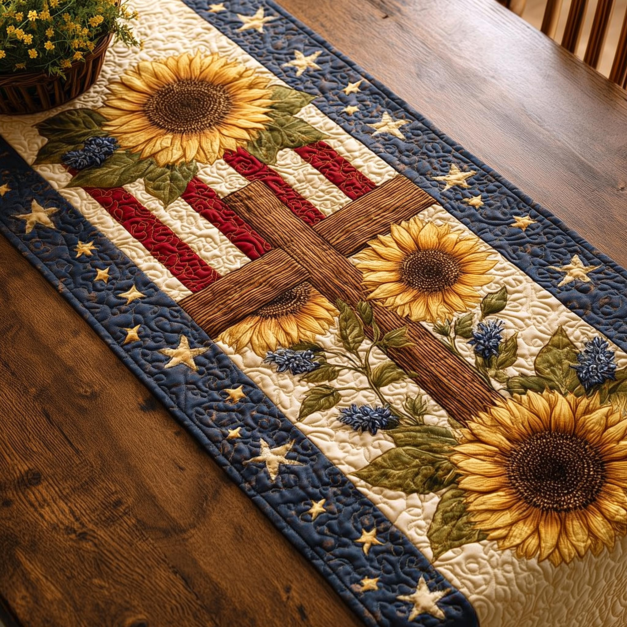 Liberty Tones Quilted Table Runner Fourth Of July Centerpiece Ideas Patriotic Gifts For Women