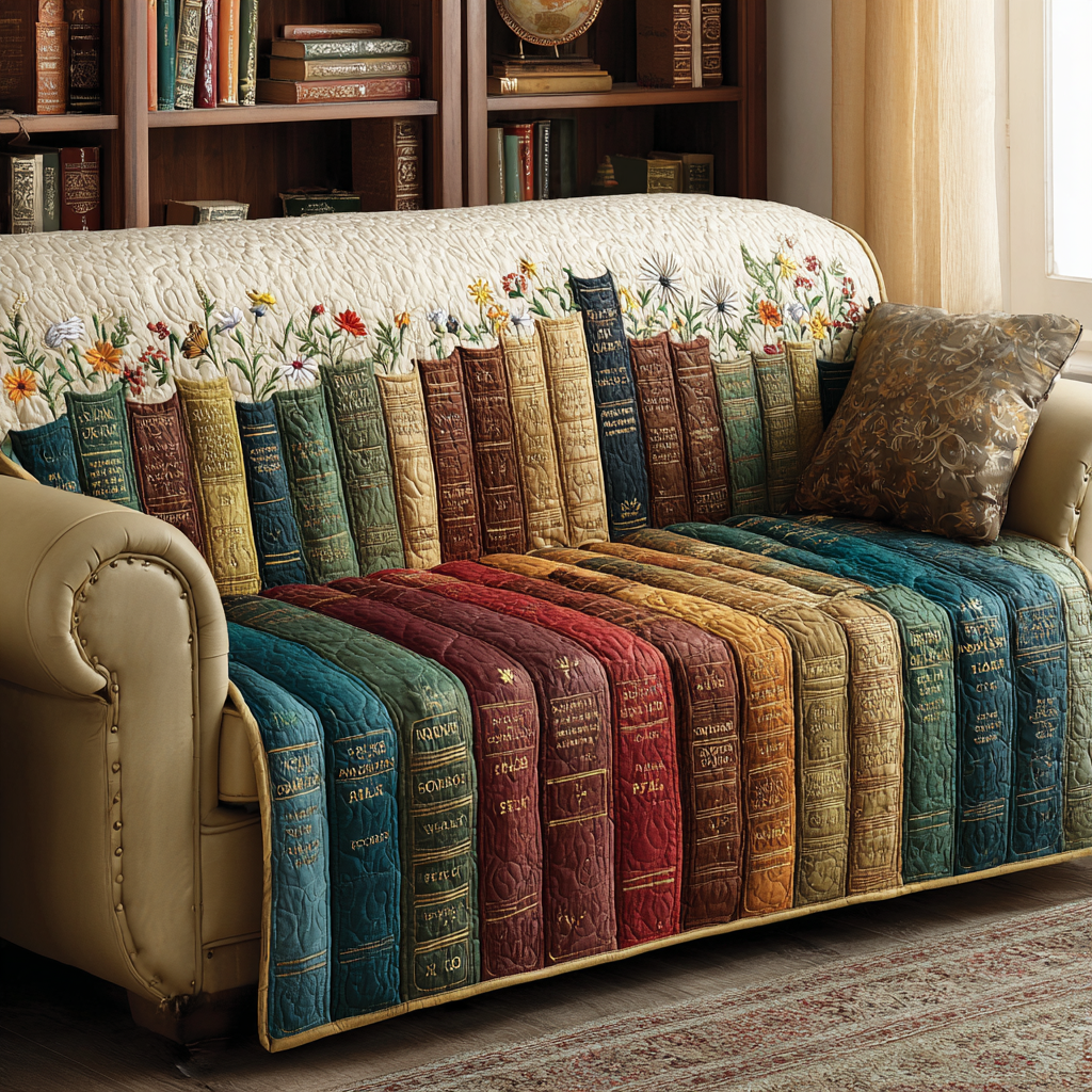 Library Depth Quilted Sofa Cover Couch Protector Unusual Book Gifts Items