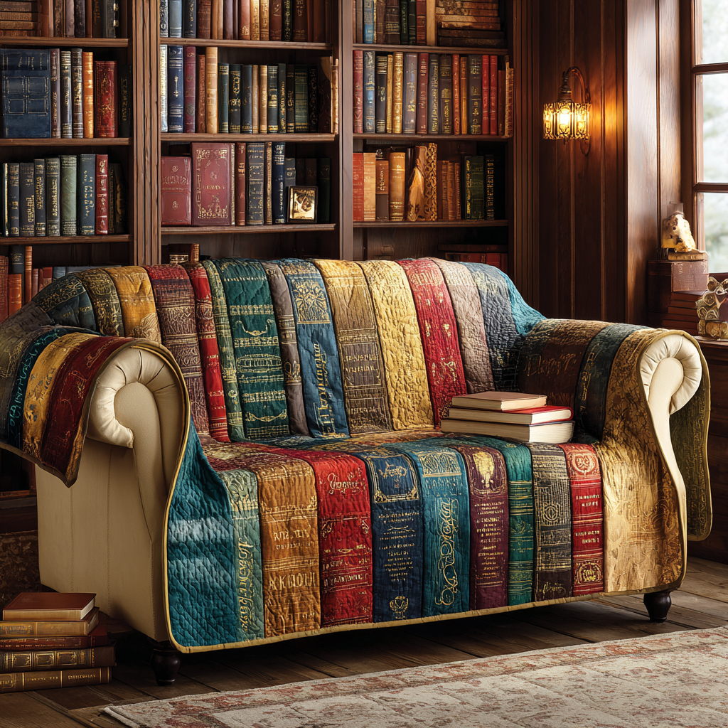 Library Depth Quilted Sofa Cover Furniture Slipcovers For Sofas Cool Gifts For Book Lovers
