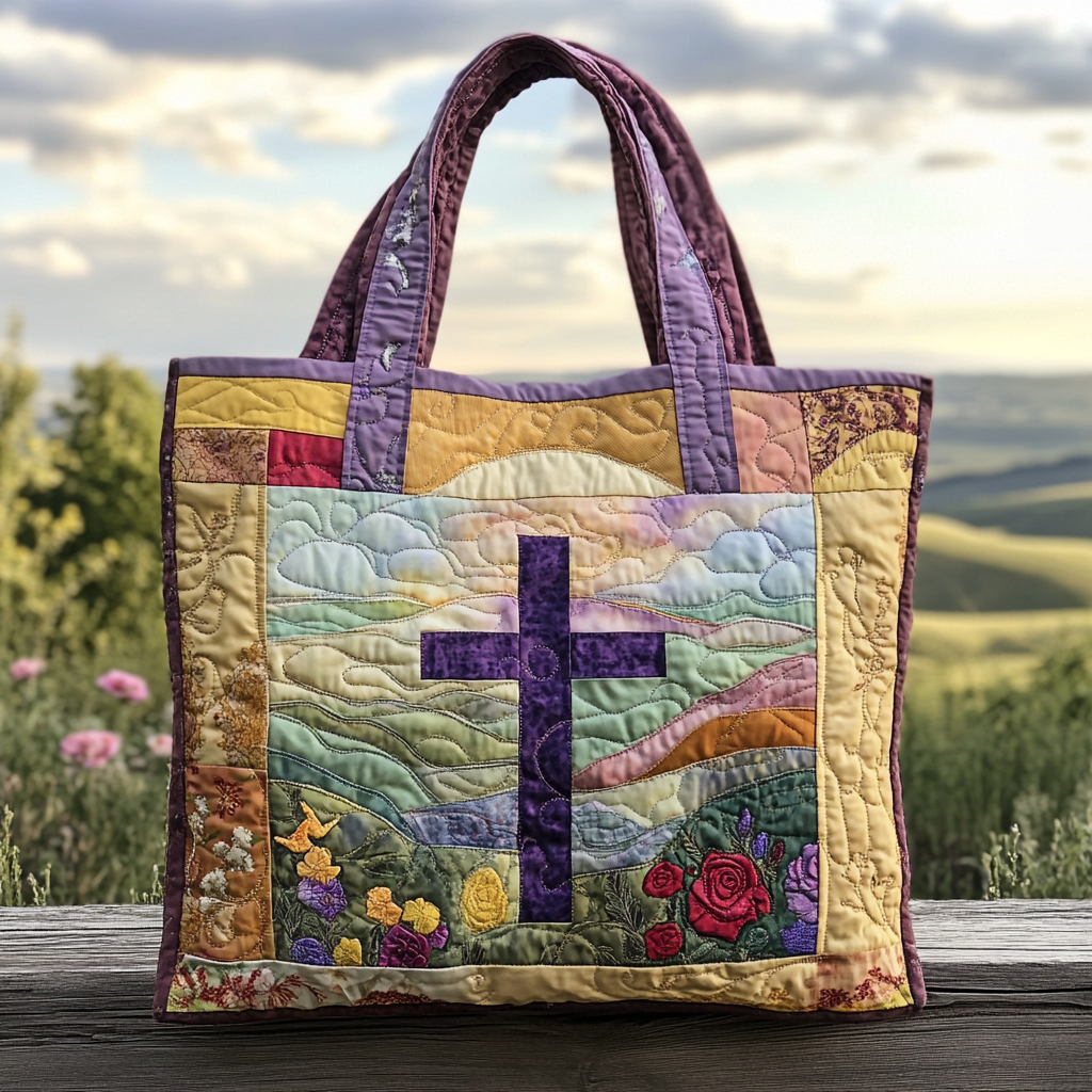 Lightbearer Cross Quilted Tote Bag Best Shoulder Bags For Everyday Best Christmas Present For Wife