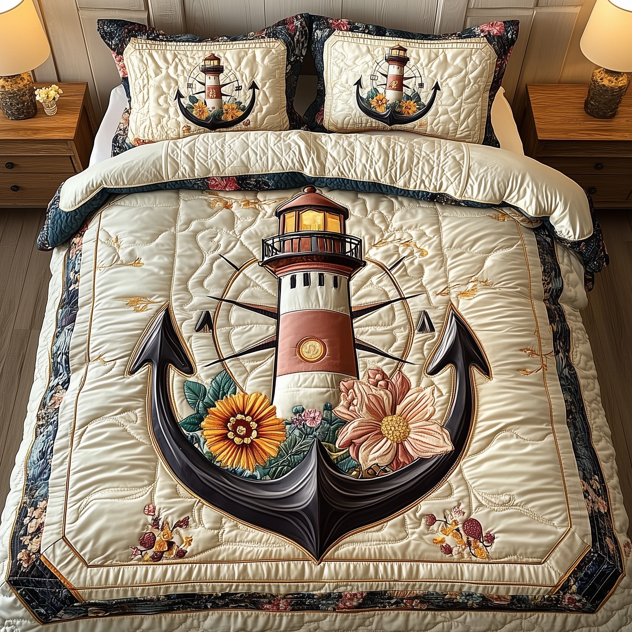 Lighthouse Anchor Quilted Bedding Set Best Sheet Sets Anchor Gifts Ocean