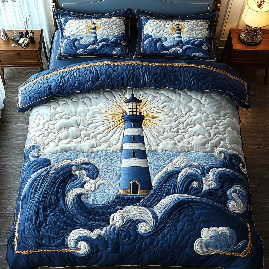 Lighthouse Glow Quilted Bedding Set Bedroom Decorations Lighthouse Gift Ideas For Her