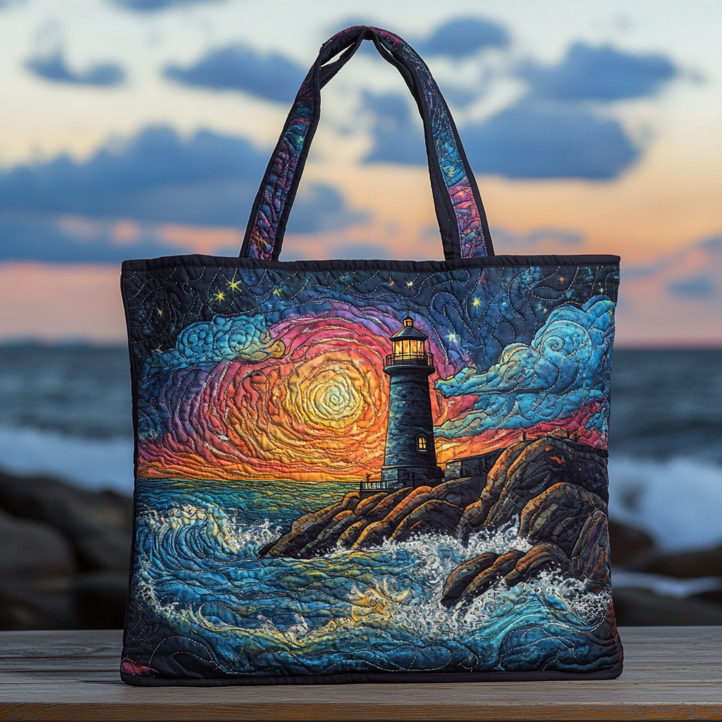 Lighthouse Haven Quilted Tote Bag Best Ladies Tote Bags Gifts For Mothers