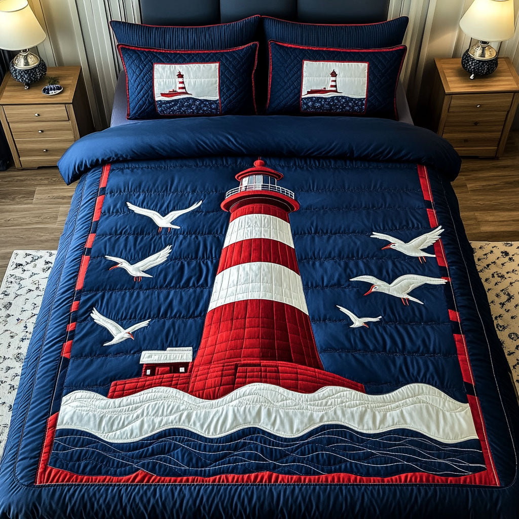 Lighthouse Sunrise Quilted Bedding Set Best Bedspread Set Lighthouse Themed Gifts