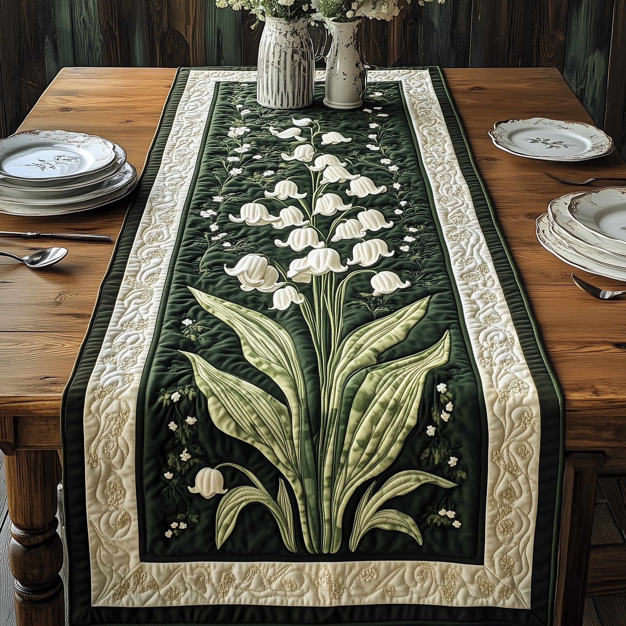 Lily of The Valley Quilted Table Runner Kitchen Decor Ideas For First Mothers Day