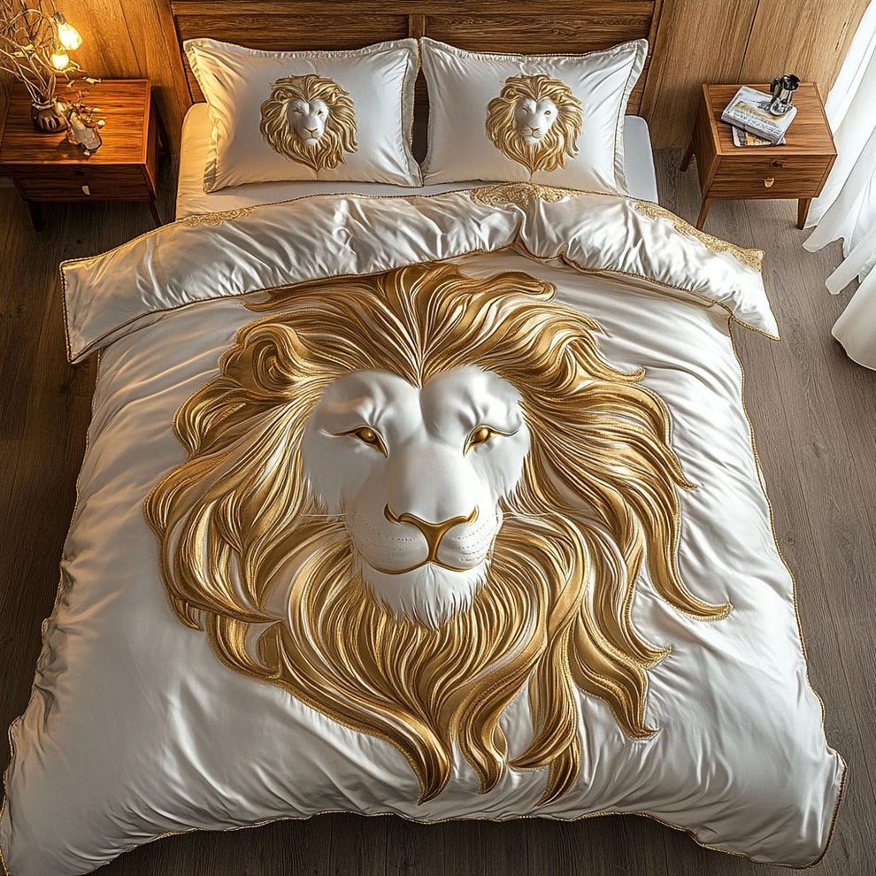 Lion Celestial Symbol Quilted Bedding Set Animal Bed Sheet Set Best Gift For Lion Lovers
