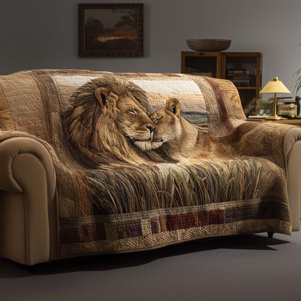 Lion Love Quilted Sofa Cover Cool Sofa Slipcovers Lion Themed Gifts