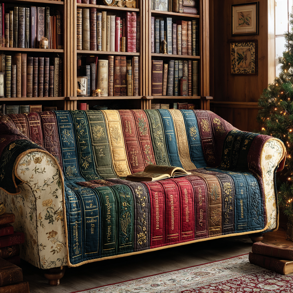 Literary Bloom Quilted Sofa Cover Recliner Couch Covers Best Book Lovers Gifts For Dad