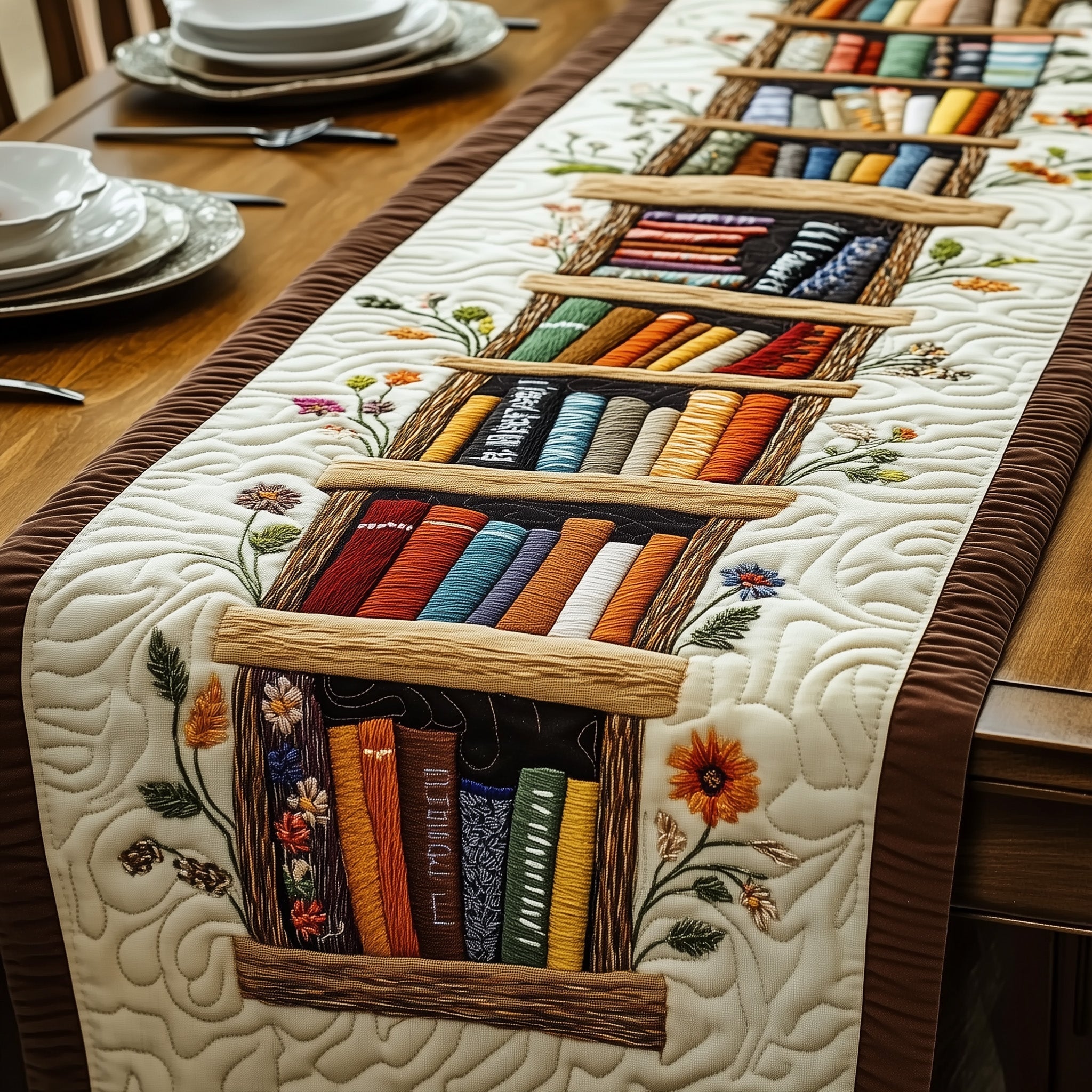 Literary Haven Quilted Table Runner Dining Room Table Decor Ideas Great Book Lover Presents
