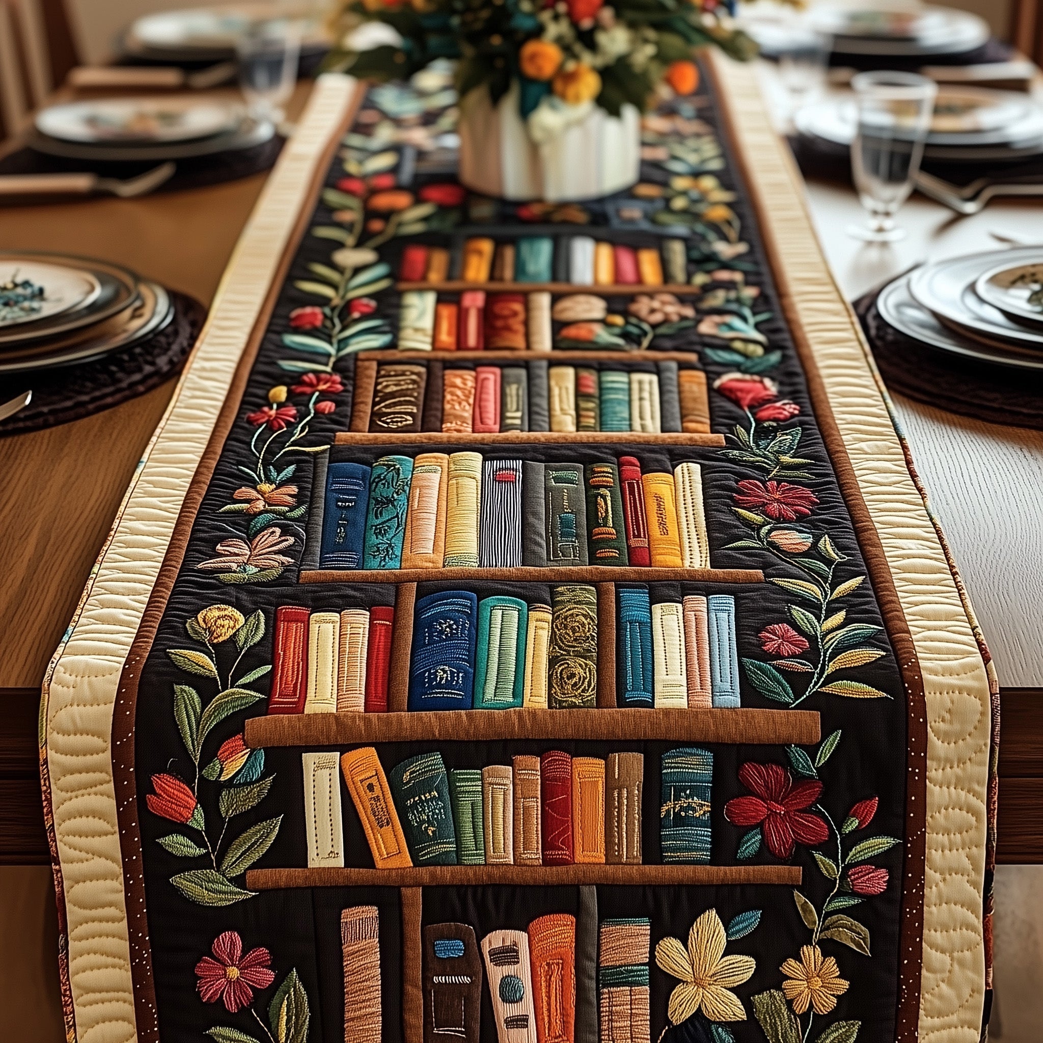 Literary Haven Quilted Table Runner Dinner Table Decor Ideas Best Book Lovers Gifts For Dad